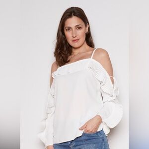 Joseph Ribkoff Ivory Pleated Ruffle Camisole